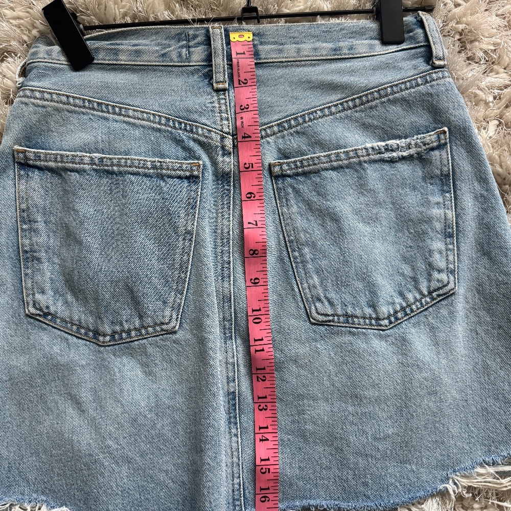 Agolde Criss Cross Buttonfly Distressed Denim Skirt Size 26 - Picture 6 of 9